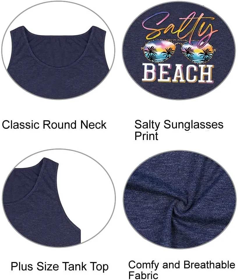 Women's Plus Size Summer Pineapple Sunglasses Tank Tops Hawaiian Graphic Printed Tees Sleeveless Vacation T Shirt Blouse Top