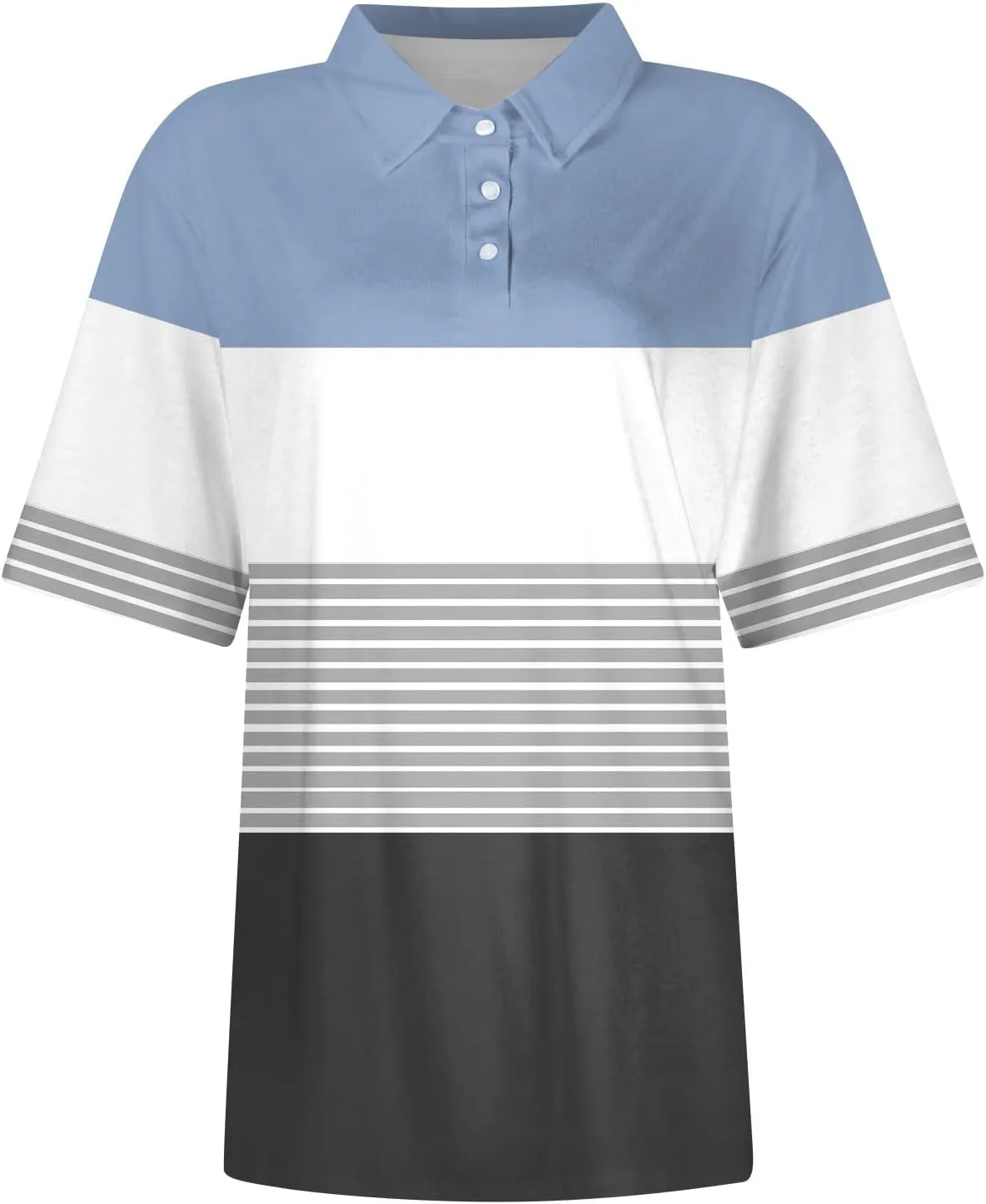 Women's Polo Shirts Short Sleeve Comfortable Breathable Wicking Shirt Solid Colour Stripe 3 Buttons Lapels Casual Tops