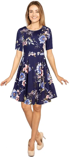 Women's Vintage Patchwork Pockets Puffy Swing Cocktail Work Party Dress