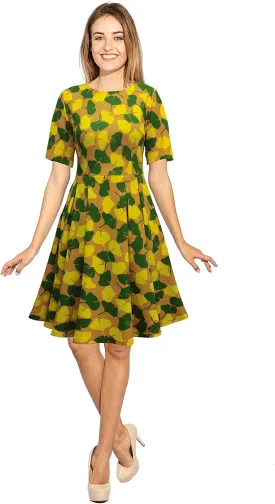 Women's Vintage Patchwork Pockets Puffy Swing Cocktail Work Party Dress