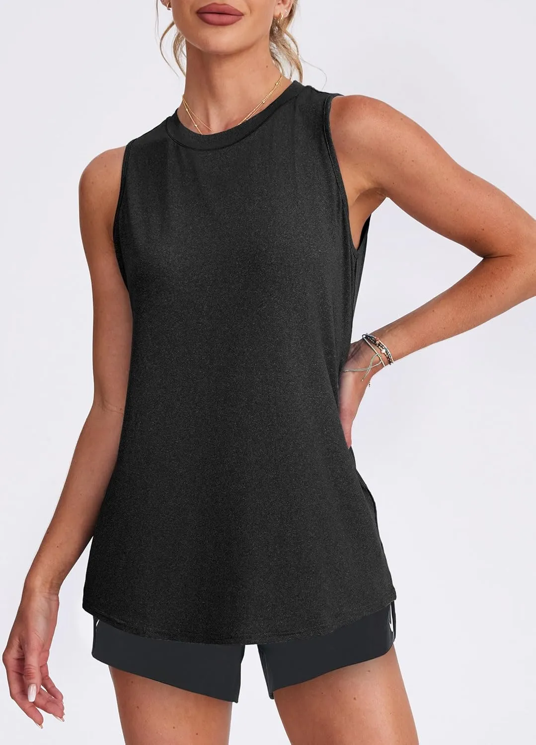 Womens Workout Tank Tops Lightweight Sleeveless Shirts for Women Loose Fit Tops for Athletic Running Tennis Yoga