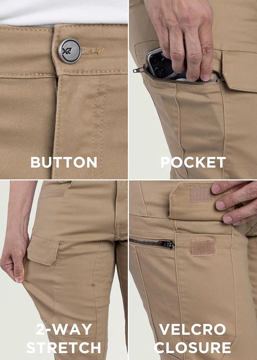 X RAY Men's Stretch Cargo Pants, Casual Flex Hiking Multi-Pocket Tactical Work Slim Fit Cargo Pants for Men
