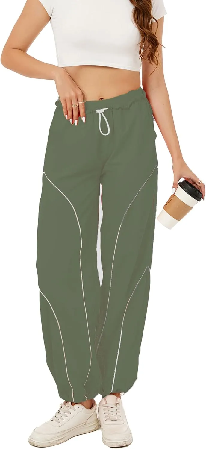 Zontroldy Cargo Pants Women Parachute Pants Y2K Baggy Casual High Waist Wide Leg Track Pants Streetwear