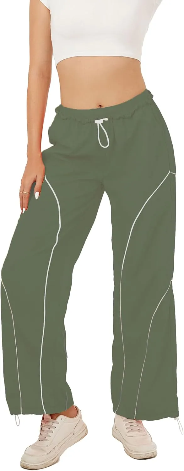 Zontroldy Cargo Pants Women Parachute Pants Y2K Baggy Casual High Waist Wide Leg Track Pants Streetwear