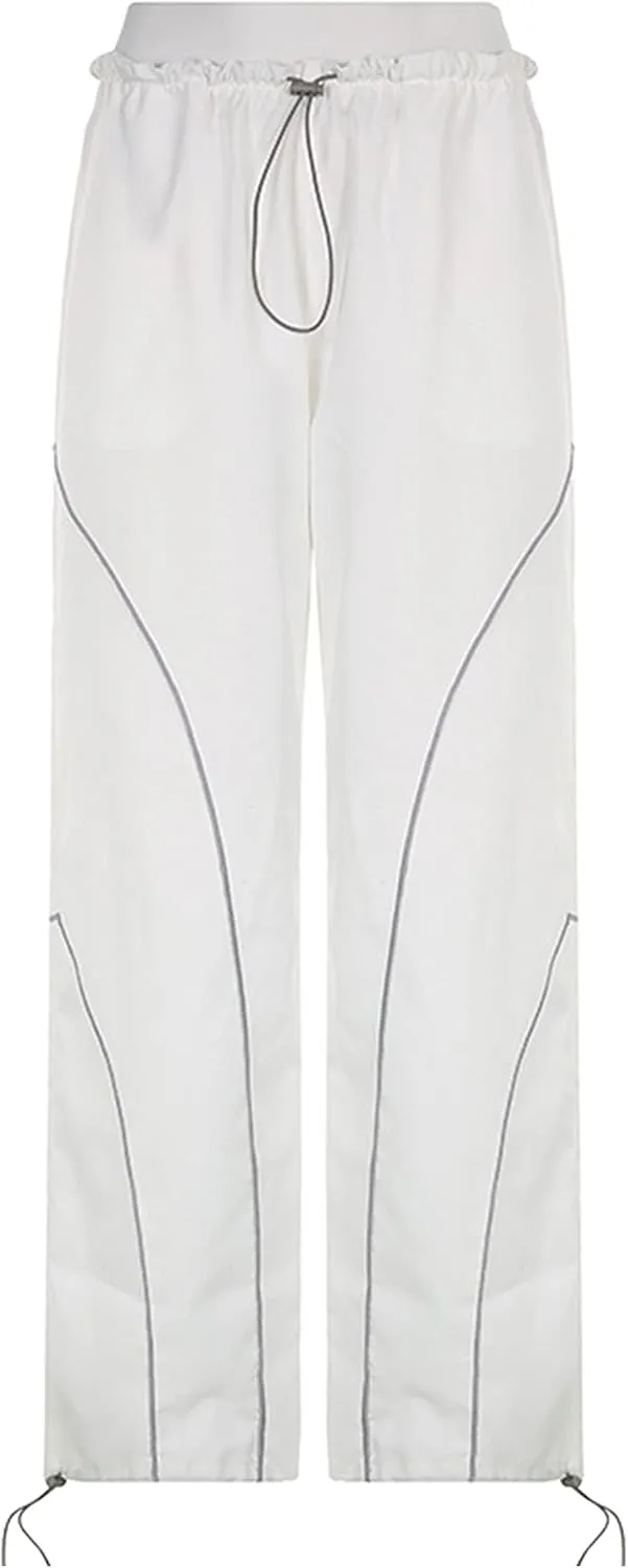 Zontroldy Cargo Pants Women Parachute Pants Y2K Baggy Casual High Waist Wide Leg Track Pants Streetwear