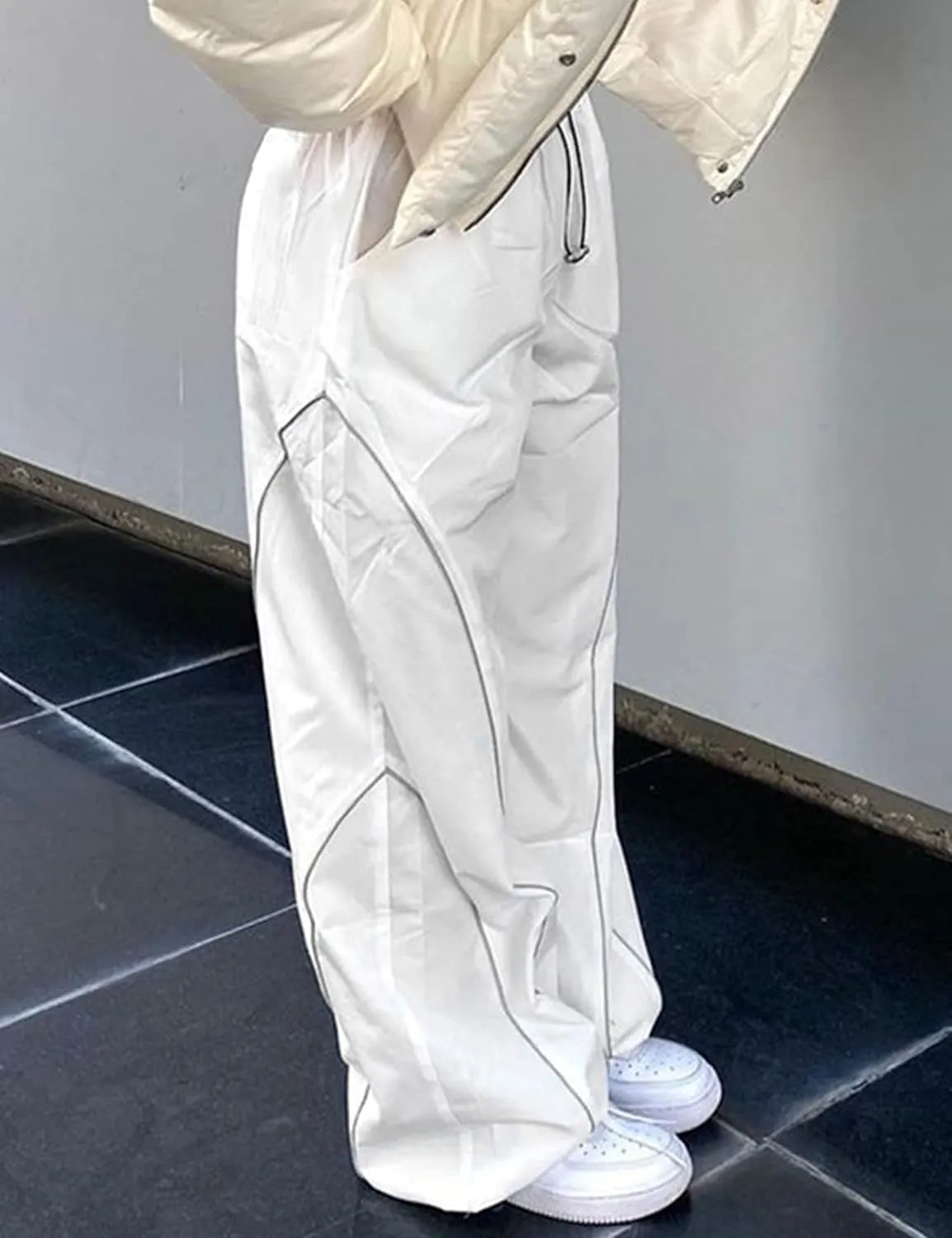 Zontroldy Cargo Pants Women Parachute Pants Y2K Baggy Casual High Waist Wide Leg Track Pants Streetwear