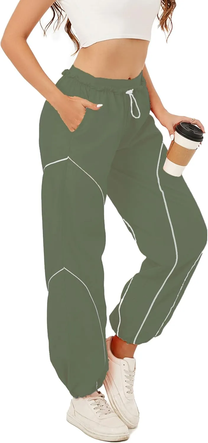Zontroldy Cargo Pants Women Parachute Pants Y2K Baggy Casual High Waist Wide Leg Track Pants Streetwear