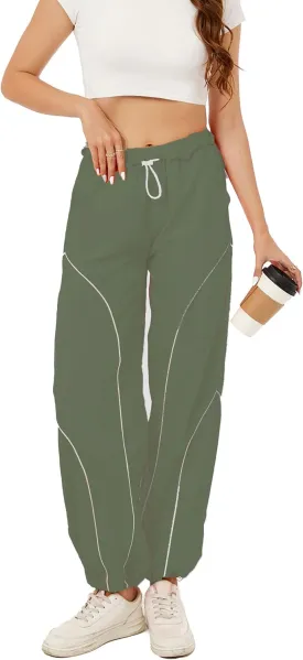 Zontroldy Cargo Pants Women Parachute Pants Y2K Baggy Casual High Waist Wide Leg Track Pants Streetwear
