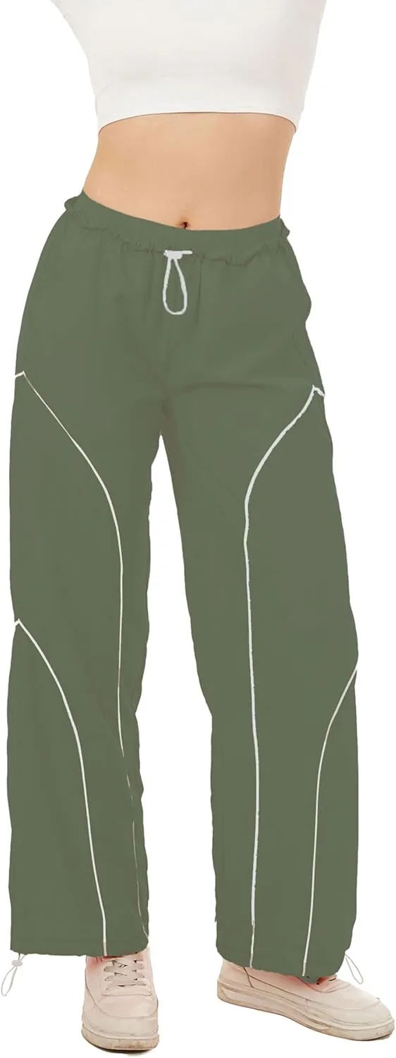 Zontroldy Cargo Pants Women Parachute Pants Y2K Baggy Casual High Waist Wide Leg Track Pants Streetwear