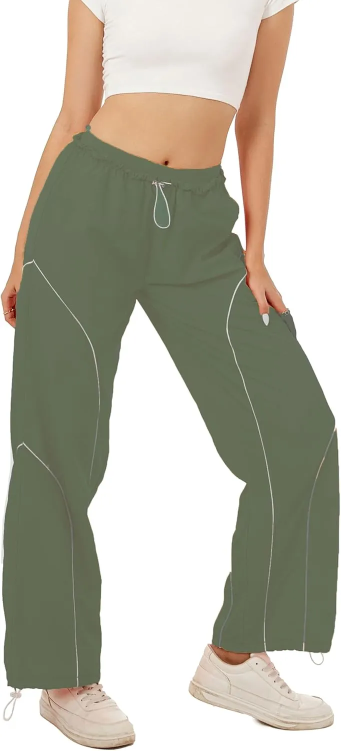 Zontroldy Cargo Pants Women Parachute Pants Y2K Baggy Casual High Waist Wide Leg Track Pants Streetwear